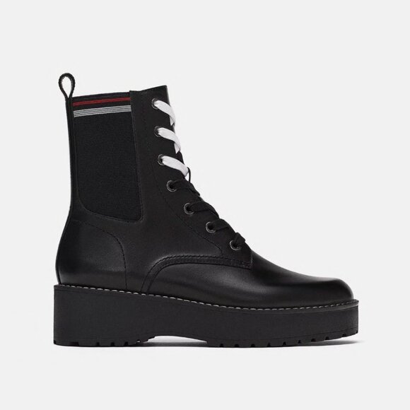 Zara Real Leather Combat Boots - Picture 1 of 6